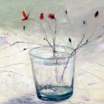 Wasserglas mit Blumen, 70x90, Acryl auf Leinwand